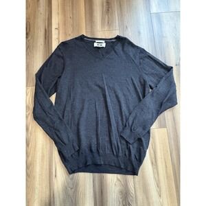Joseph Abboud~Extra Fine Merino Wool~V-neck~Mens Sweater~Dark Grey~Timeless~XL